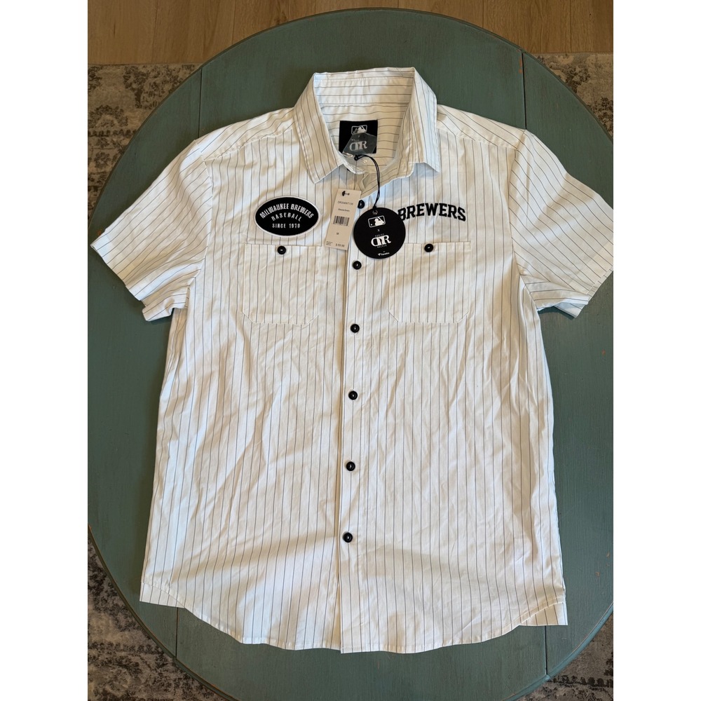 Darius Rucker Milwaukee Brewers Pinstripe Button Up Shirt Mens Medium DR334WT135